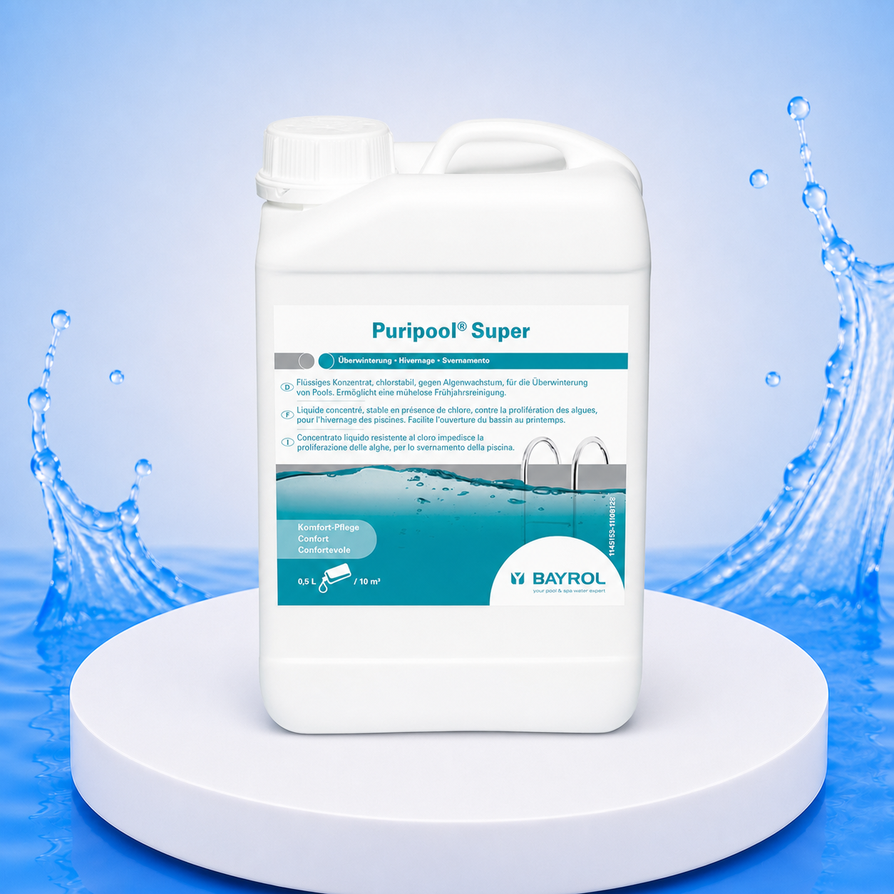 BAYROL Puripool Super 3 L – Produktbild auf PVC Plattform