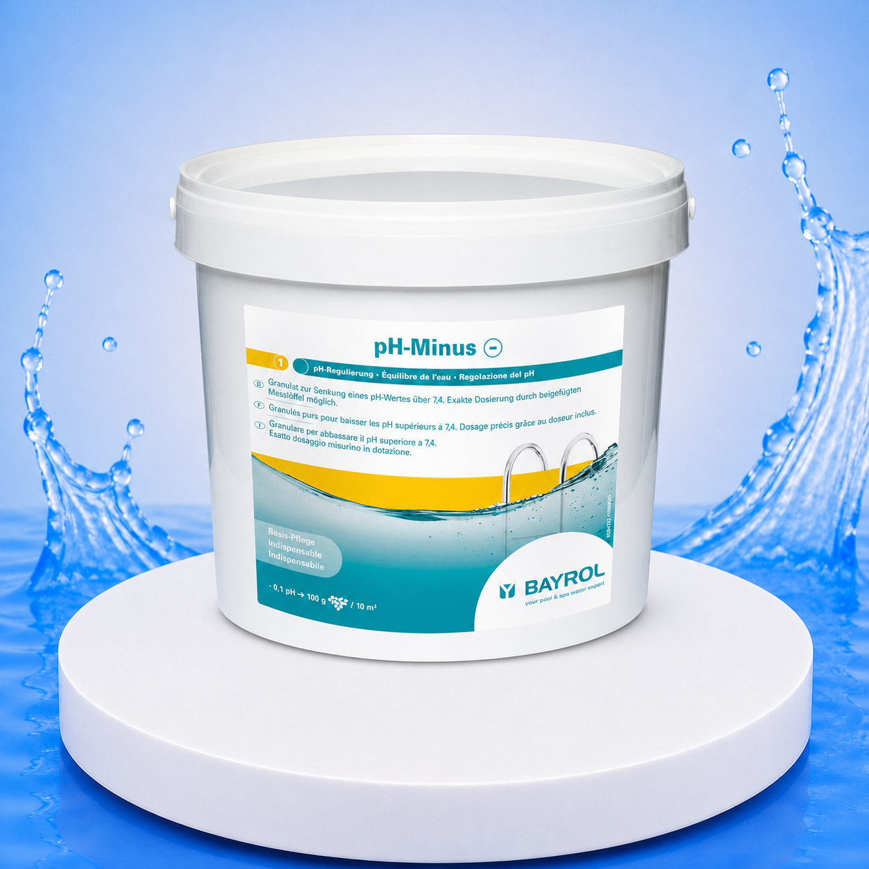 BAYROL pH-Minus 6 kg – Produktbild auf PVC Plattform