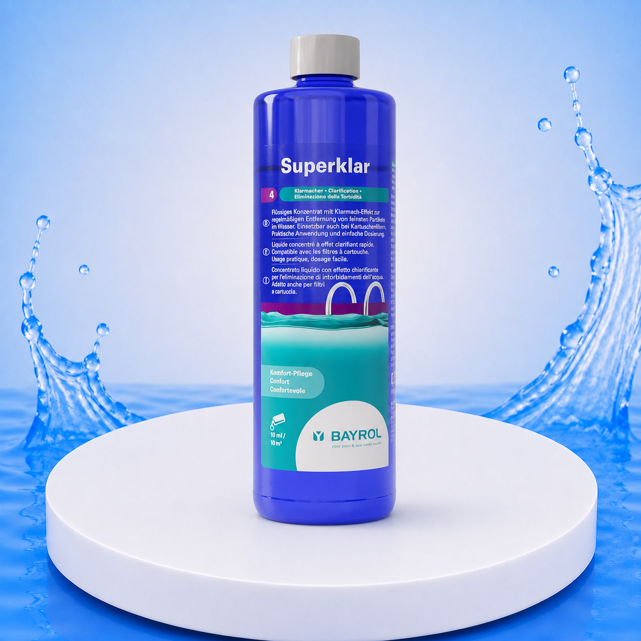 BAYROL Superklar 0,5 L – Produktbild auf PVC Plattform