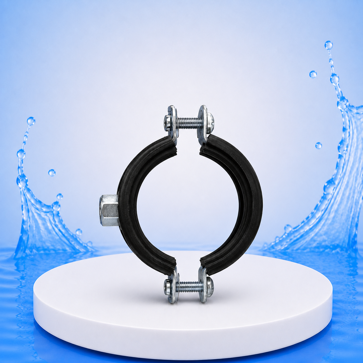 Schraubrohrschelle Ø 74–83 mm – alternative Ansicht auf einheitlicher PVC-Plattform