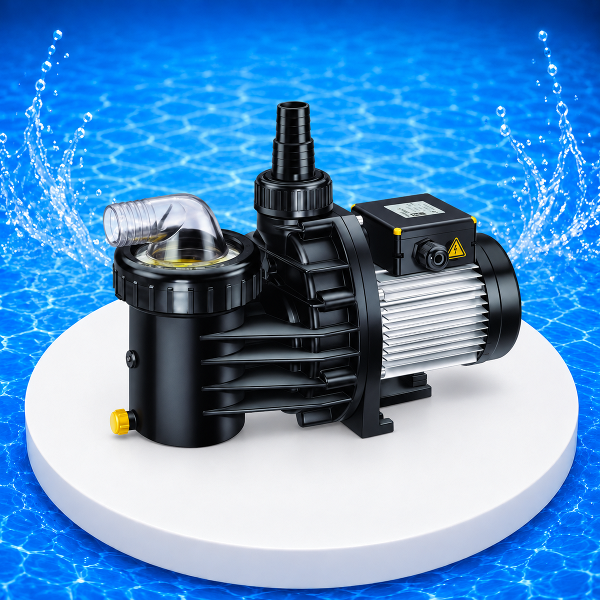 Speck BADU Picco II Poolpumpe auf weißer Filterpumpen-Plattform