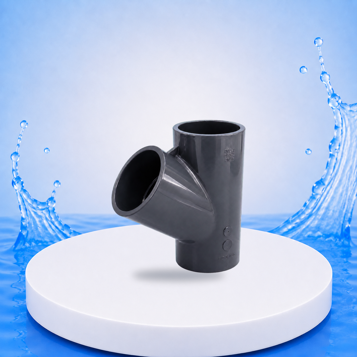 PVC T-Stück 45° D63 auf einheitlicher PVC-Plattform